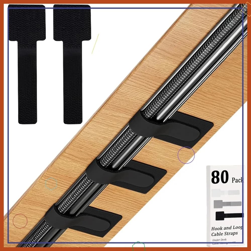 80 fascette per cavi con chiusura a strappo, fascette adesive per cavi, organizer per cavi riutilizzabili per scrivania, accessori essenziali per l'home office, nero