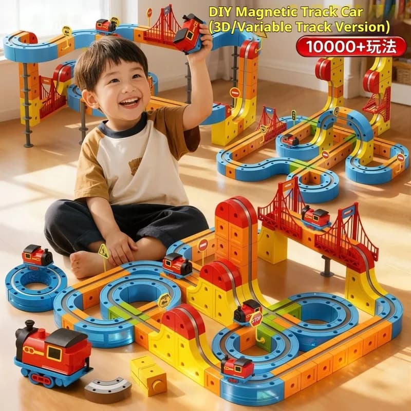 Fai da te 3D Pista magnetica Auto Ragazzo Treno ad alta velocità Giocattolo educativo Versatile vagone magnetico antigravità Interazione genitore-figlio
