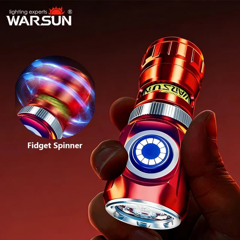 Warsun FXXF Fidget Spinner Torcia LED Ricaricabile 18350 Super Luminosa USB Impermeabile per Escursionismo Campeggio 900MAH