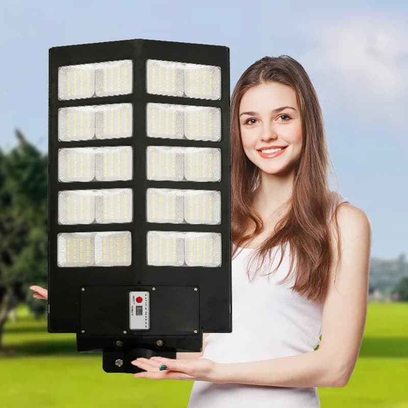 Lampada solare a LED da 1000 W Lampioni stradali da parete Lampada di sicurezza da giardino esterna con sensore di movimento super luminoso con palo