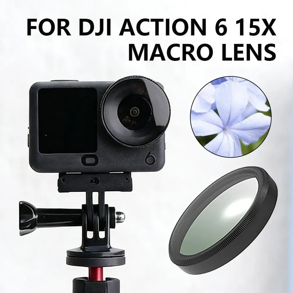 Obiettivo macro 15X per DJI Action 6, in vetro ottico HD, accessorio professionale per fotografia macro per catturare dettagli minuziosi