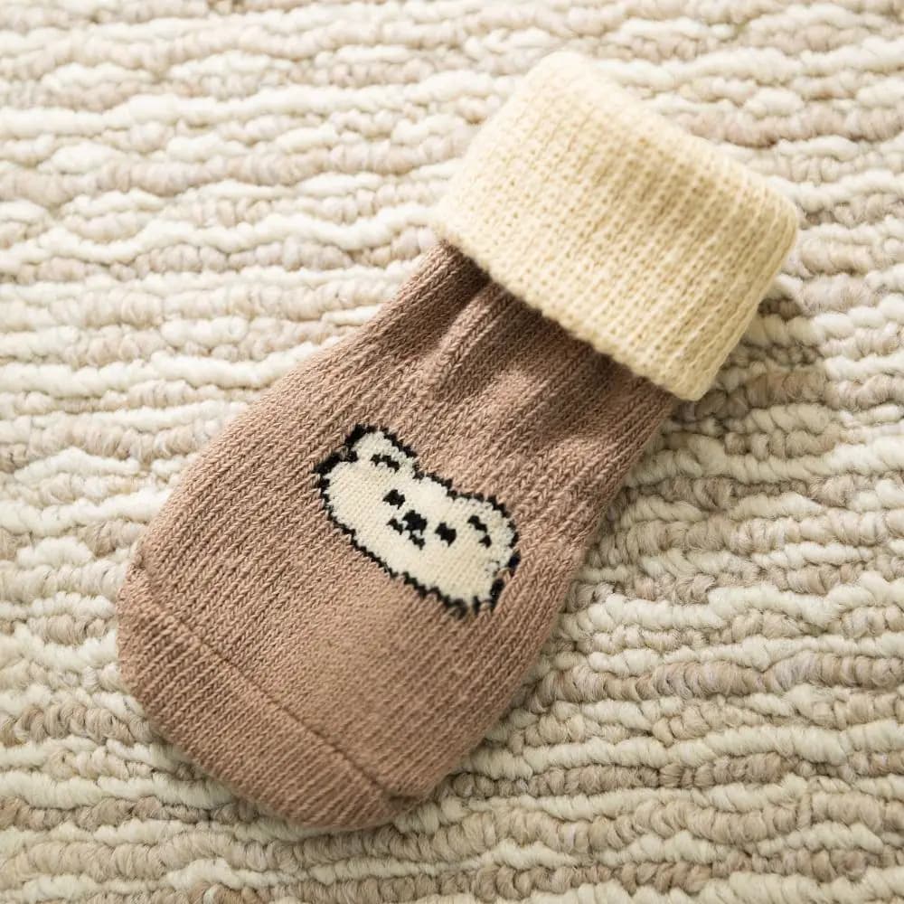 4Pcs Premium Anti-Slip Cozy Dog Socks Anti-Scratch Strong Grip Knitted Socks Cotton Noiseless Pet Paw Protector Indoor