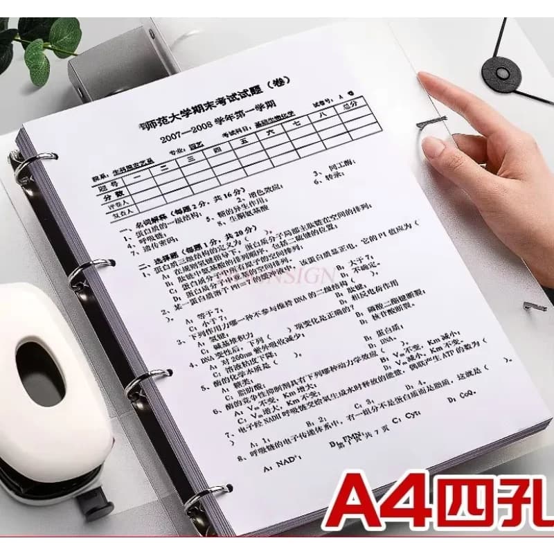 4 Pieces A4 Collector with Holes, Binding Tool, Document Folder, Transparent Clip to Organize Texts and Documents