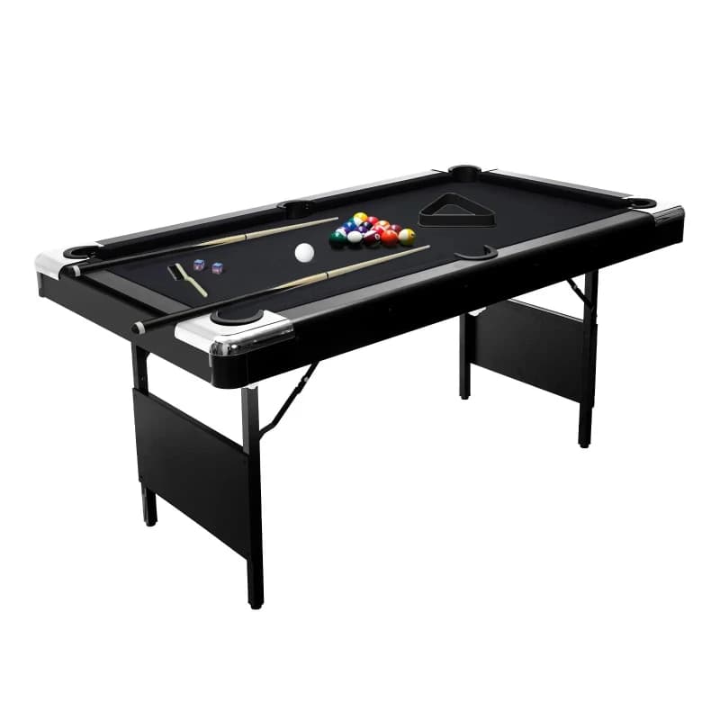 Folding Pool Table For Adults Kids, Portable Billiard Table With 2 Cue Sticks, Chalk & Felt Brush For Home Basement