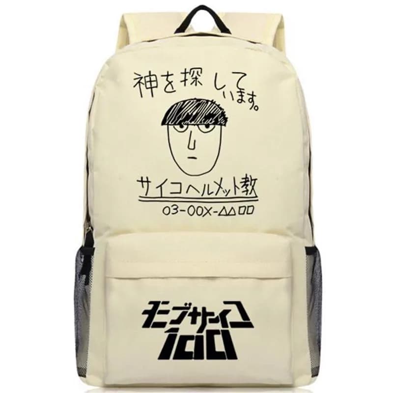 Mob Psycho 100 Backpack Fashion Funny Mofu Mob Cartoon Print Backpacks Casual Student Schoolbag Large Capacity Travel Backpack