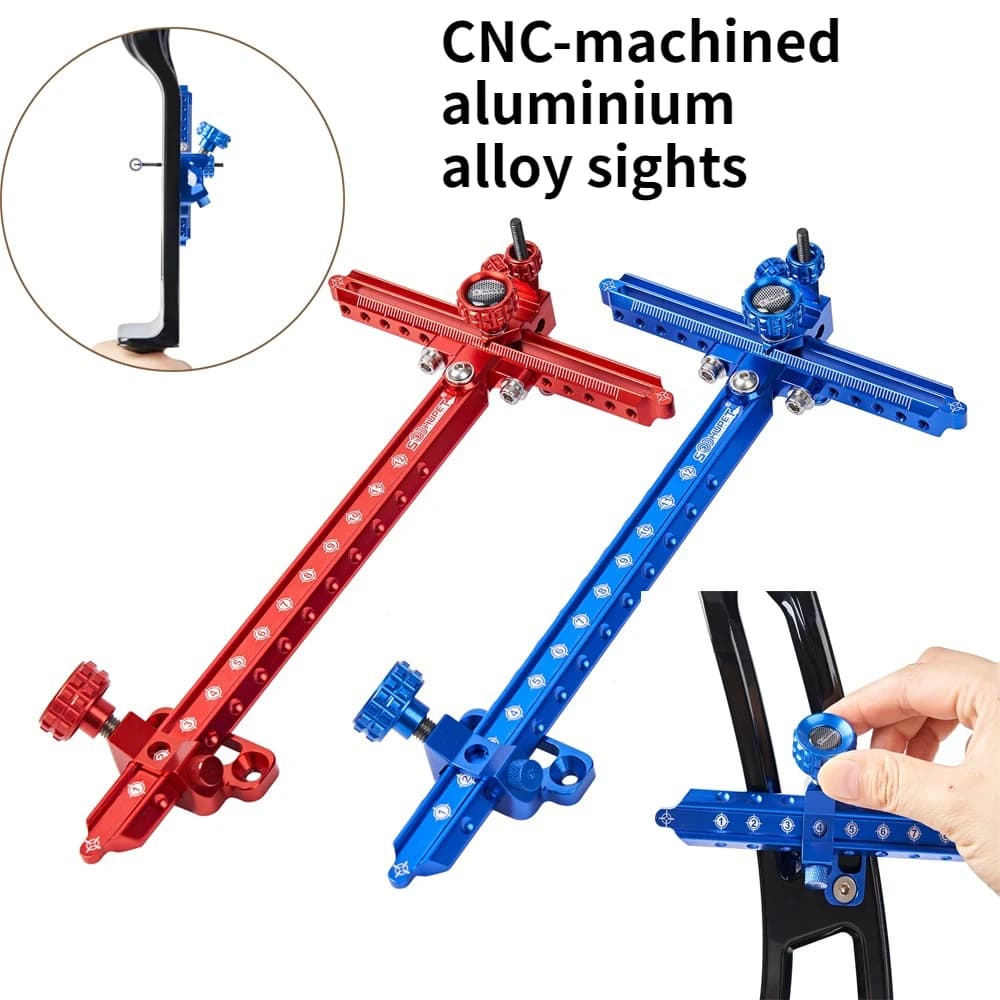 Archery Adjustable Bow Sight CNC-Machined Aluminium Alloy for Compound /Recurve Bow Outdoor Hunting Shooting Accessories