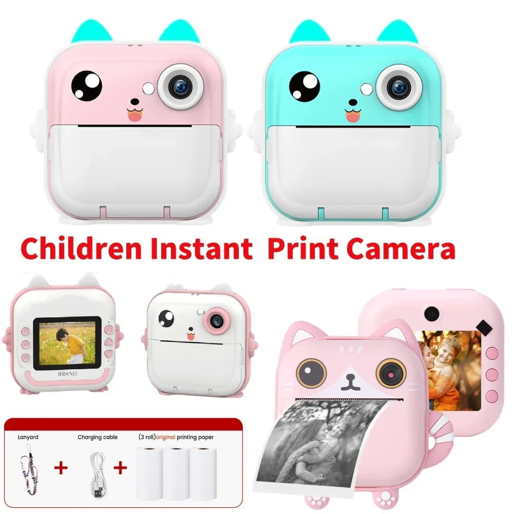 Fotocamera Digitale per Bambini con Stampante Termica, Fotocamera Istantanea con Registrazione Video, Regalo di Compleanno per Ragazze e Ragazzi