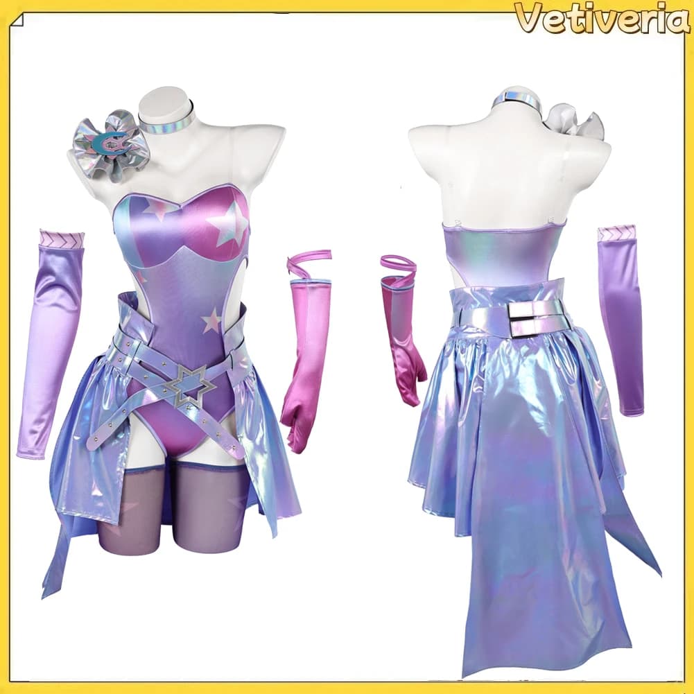 Halloween Game Rivals Luna Cosplay Costume Jumpsuit Skirt Socks Sleeve Necklace Set Adult Women Carnival Disguise Party Suits