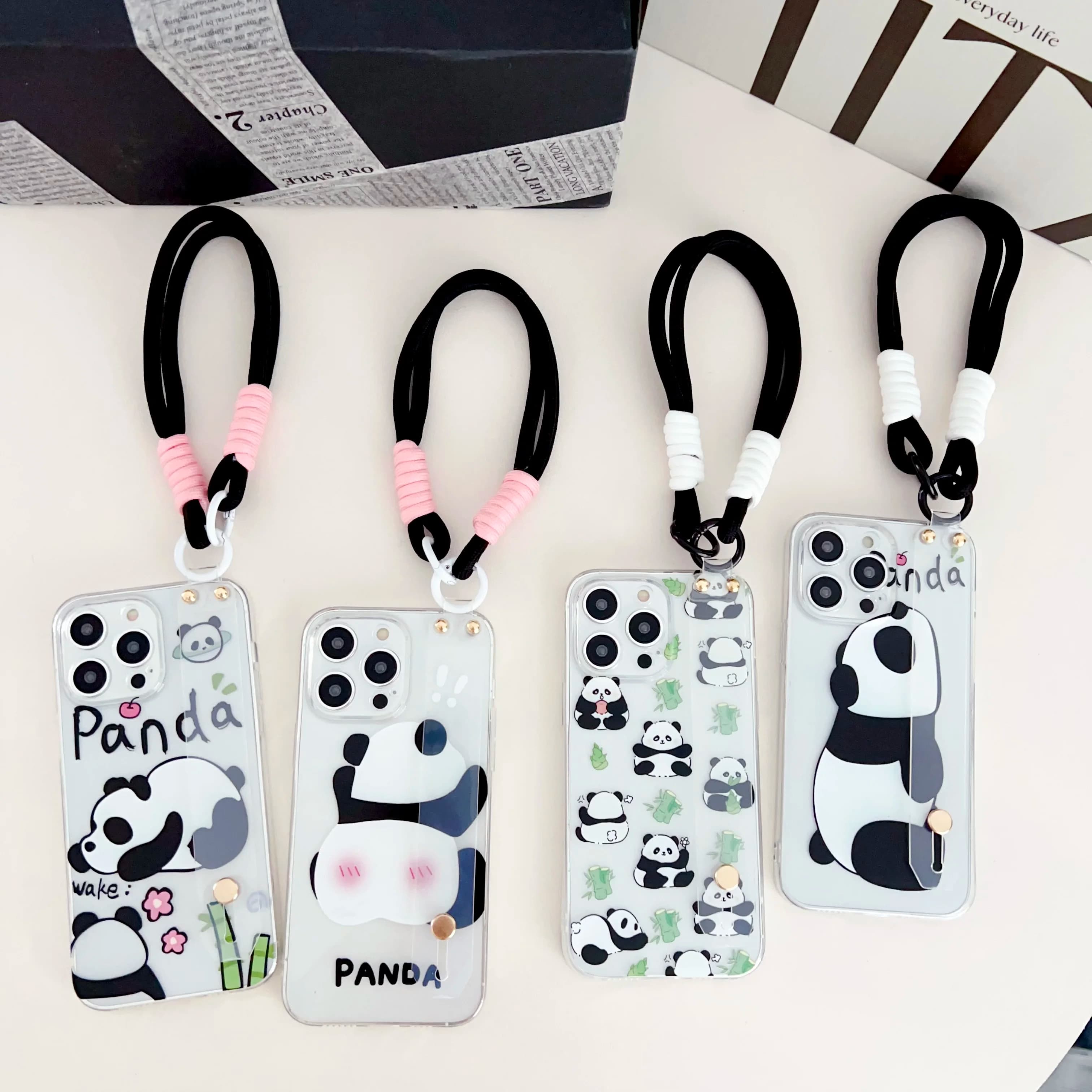 For OnePlus 6 7 8 9 10 11 13 Pro T R RT Pro Lying Panda Case Wrist Strap