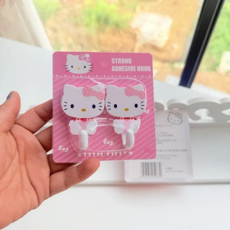 Hello Kitty hooks, nail-free strong adhesive hooks, clothes hooks, towel hooks, home, bathroom, and kitchen storage.