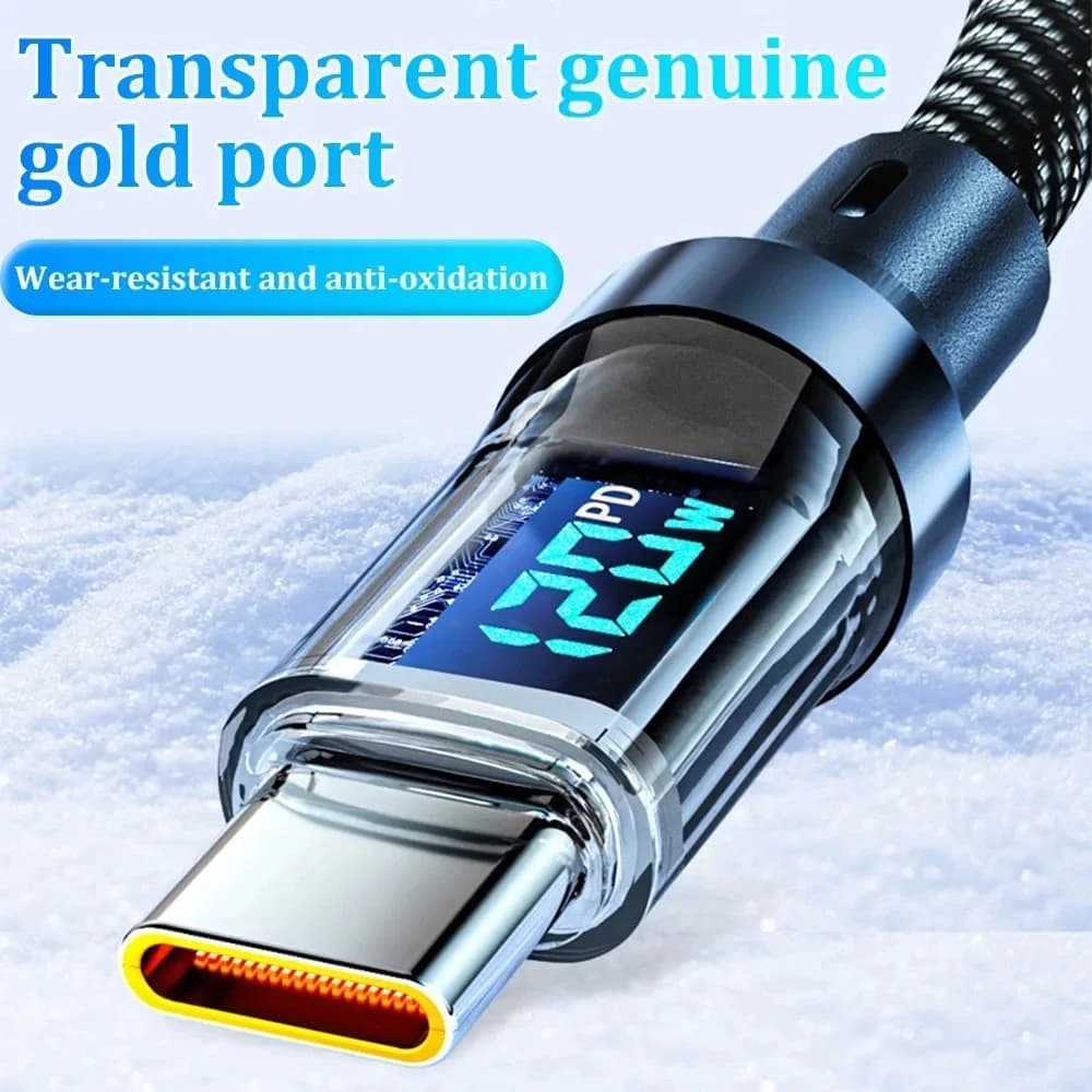 Cavo da Tipo C a Tipo C da 120W per Ricarica Super Veloce con Display LED, Cavo Dati USB a Tipo-C per iPhone, Huawei, Oppo, Vivo