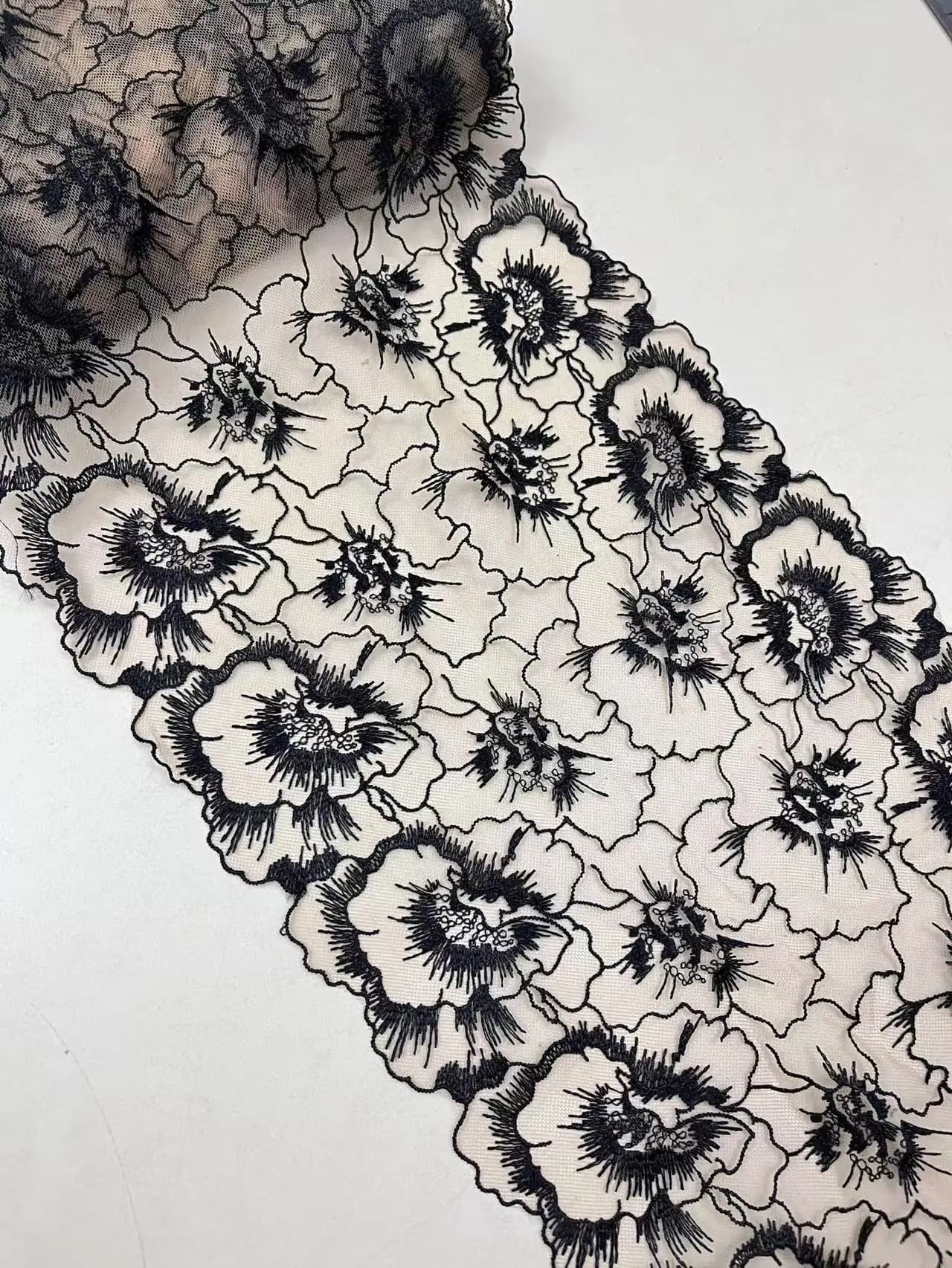 20 metri due toni tessuto di pizzo a rete ricamo floreale rifinitura in pizzo per abbigliamento per ragazze abito da donna lingerie intimo 22 cm