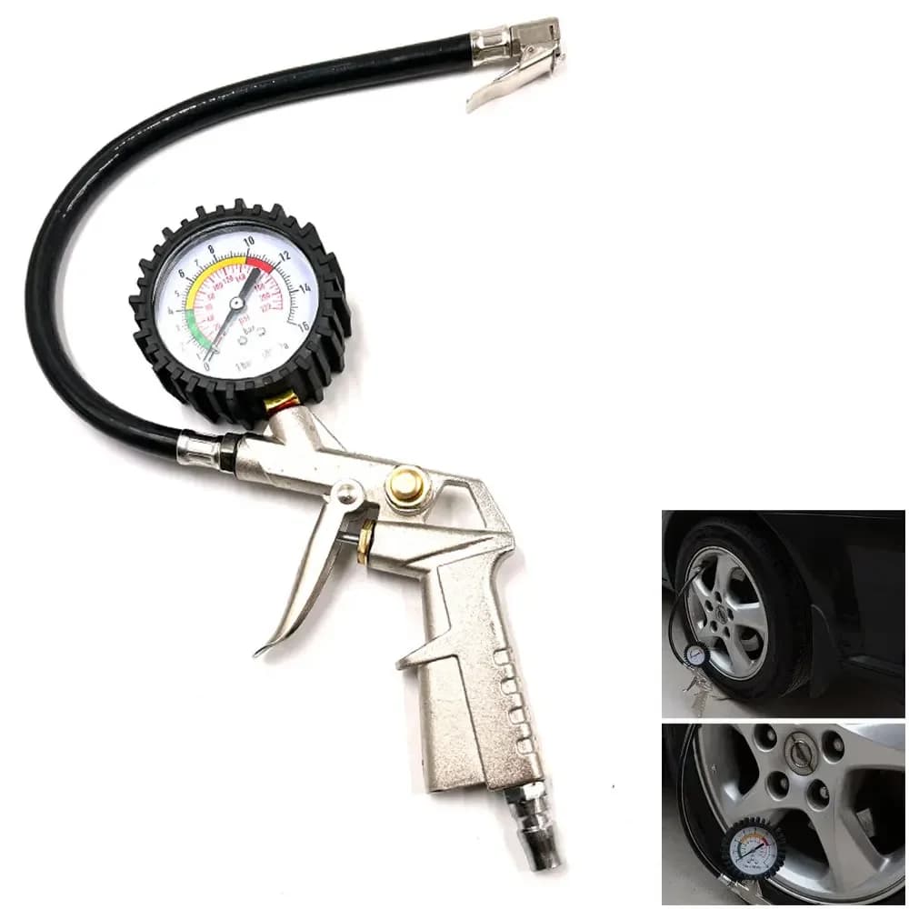 Manometro per pneumatici durevole SUV per auto moto per pompe di gonfiaggio Strumenti di riparazione pneumatici Tipo di pistola a pressione per compressore d'aria