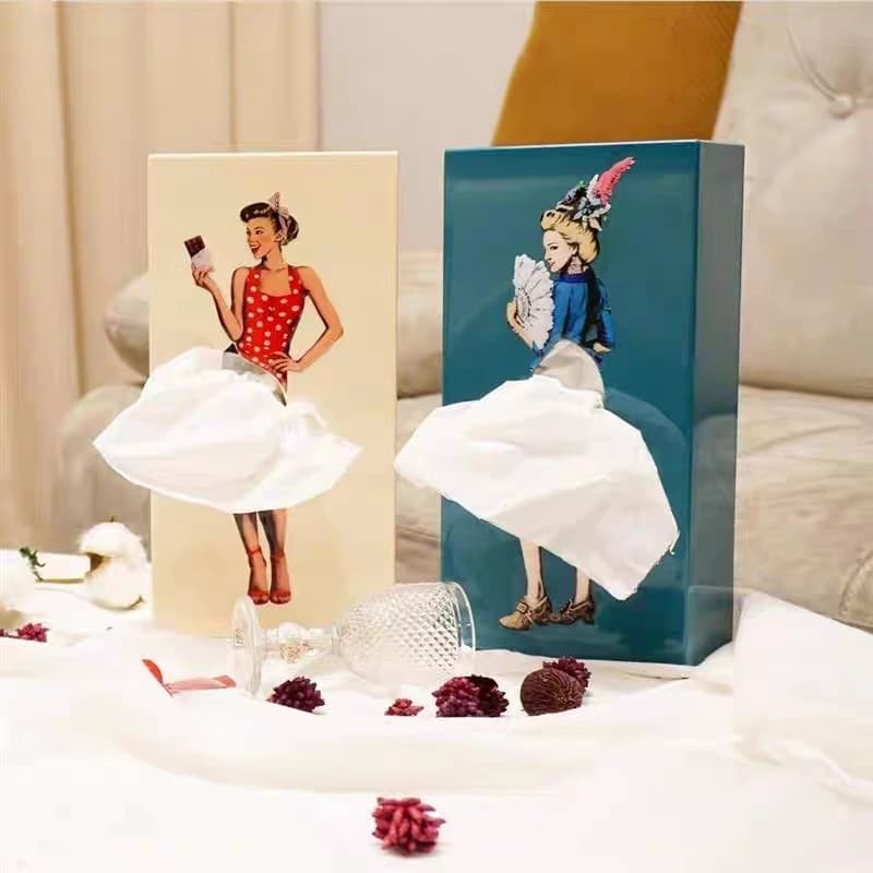 Elegant Plastic Retro Fazzoletti Door, Handkerchief Box with Decorative Motive, Funny Handkerchief