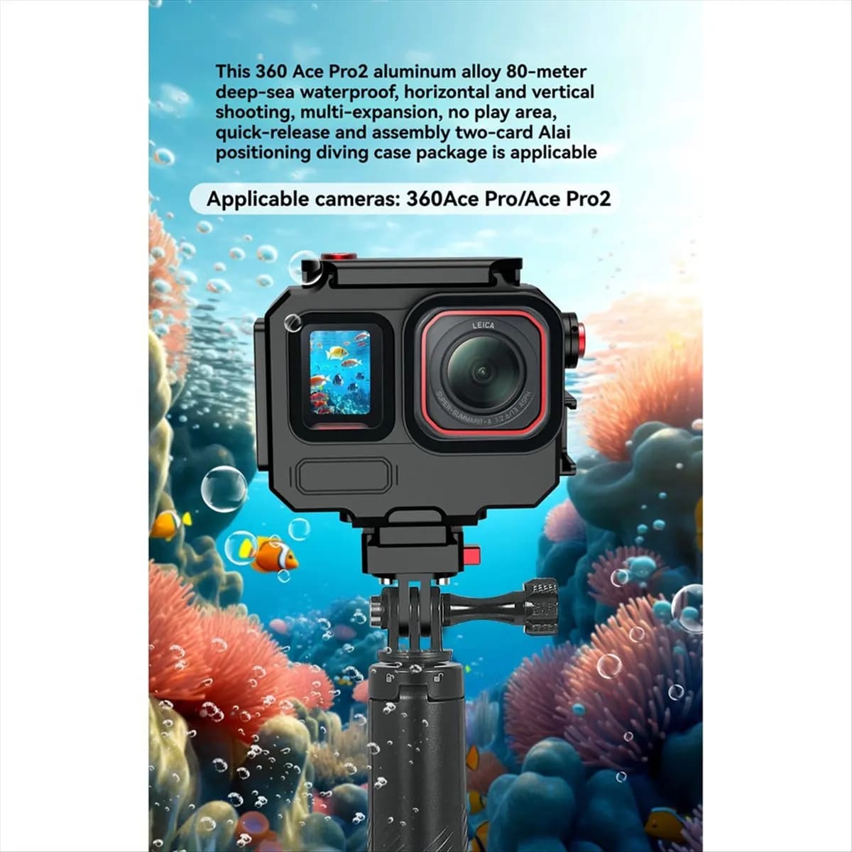 Custodia Impermeabile M05K 263FT/80M per Insta360 AcePro2, Scocca Protettiva Subacquea per Fotocamera d'Azione, Accessori