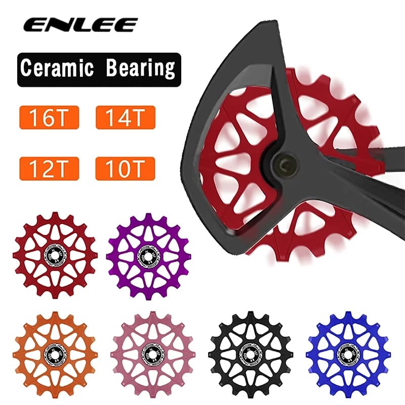 ENLEE Deragliatore Posteriore Della Bicicletta Puleggia 10/12/14/16T Ruota Guida Bici per 8s 9s 10s 11s Mountain Road Bike Jockey Puleggia Ruota CNC