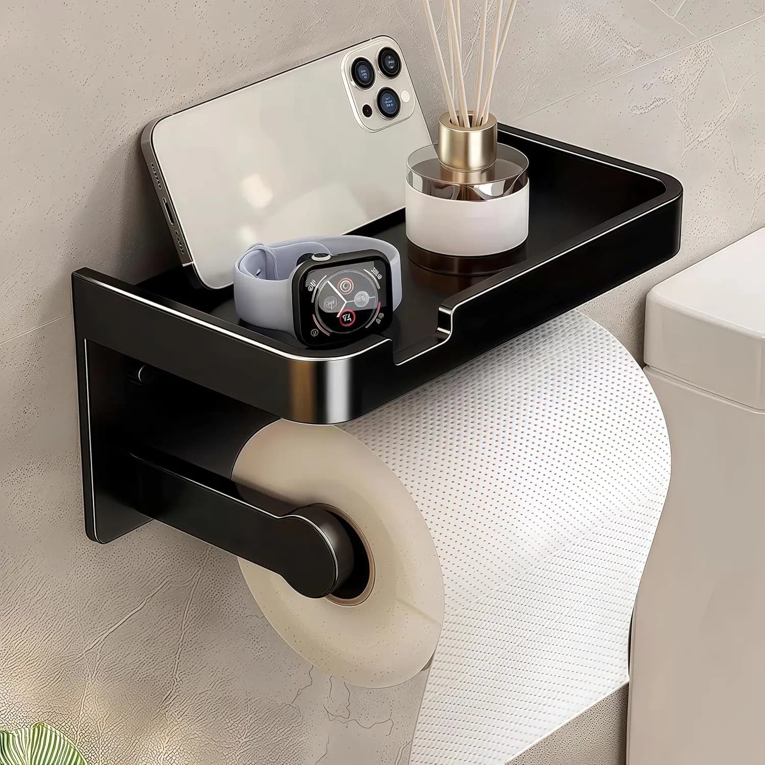 Porta carta igienica Montato a parete Porta rotolo da bagno Con lo scaffale del telefono cellulare Porta carta igienica Per Bagno E Cucina