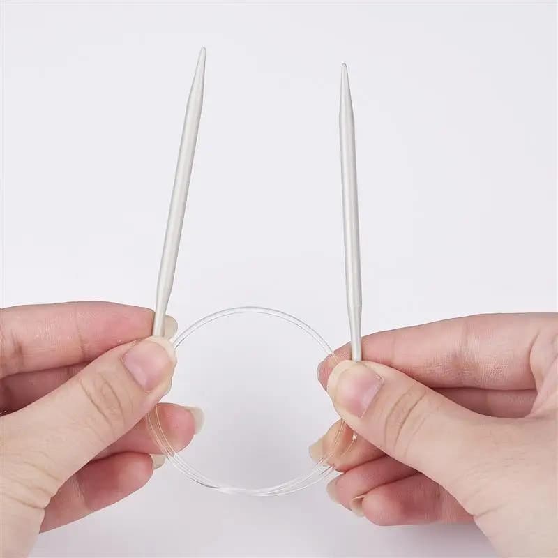 Aghi Circolari in Alluminio D9 43cm 2-8mm, Ferri da Maglia Rotondi in Metallo con Anello, Strumento per Lavori a Maglia Fai-da-Te