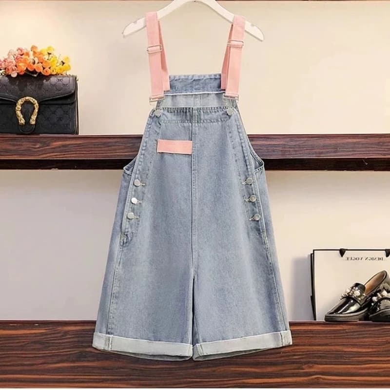 Pantaloncini Estivi per Ragazze, Nuovi Shorts alla Moda con Bretelle in Stile Cowboy, Shorts Dolci per Ragazze, Comodi Shorts in Jeans con Bretelle
