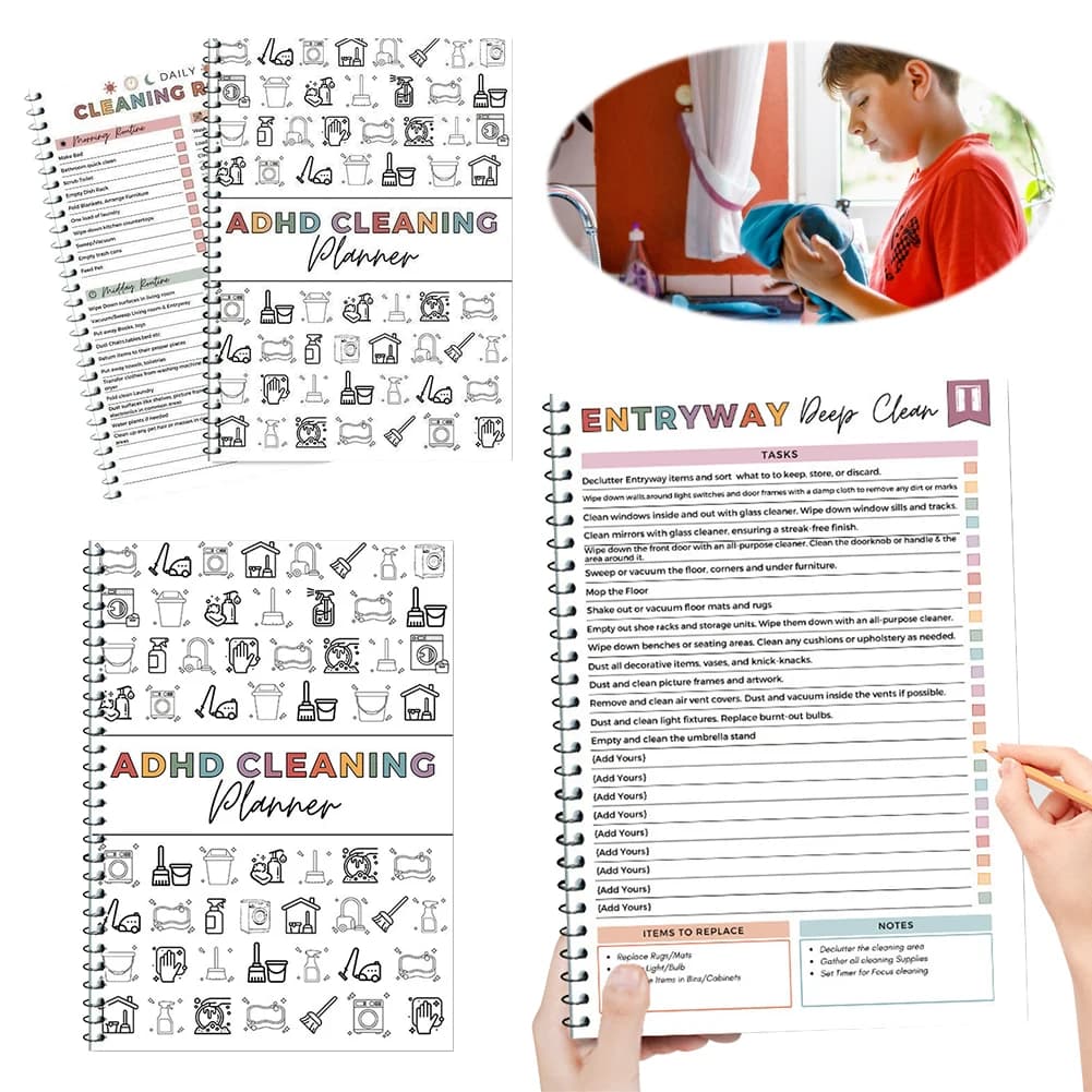 Programma per la pulizia della casa Notebook Resistente all'usura Programma per la pulizia della casa Pianificatore di pulizia annuale multifunzione per l'home office