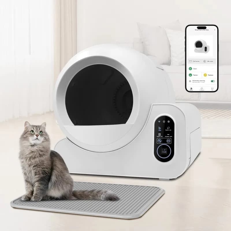 Cassetta lettiera automatica intelligente per gatti con funzione autopulente Il APP Tuya controlla la connessione WiFi accessori per rifiuti in plastica