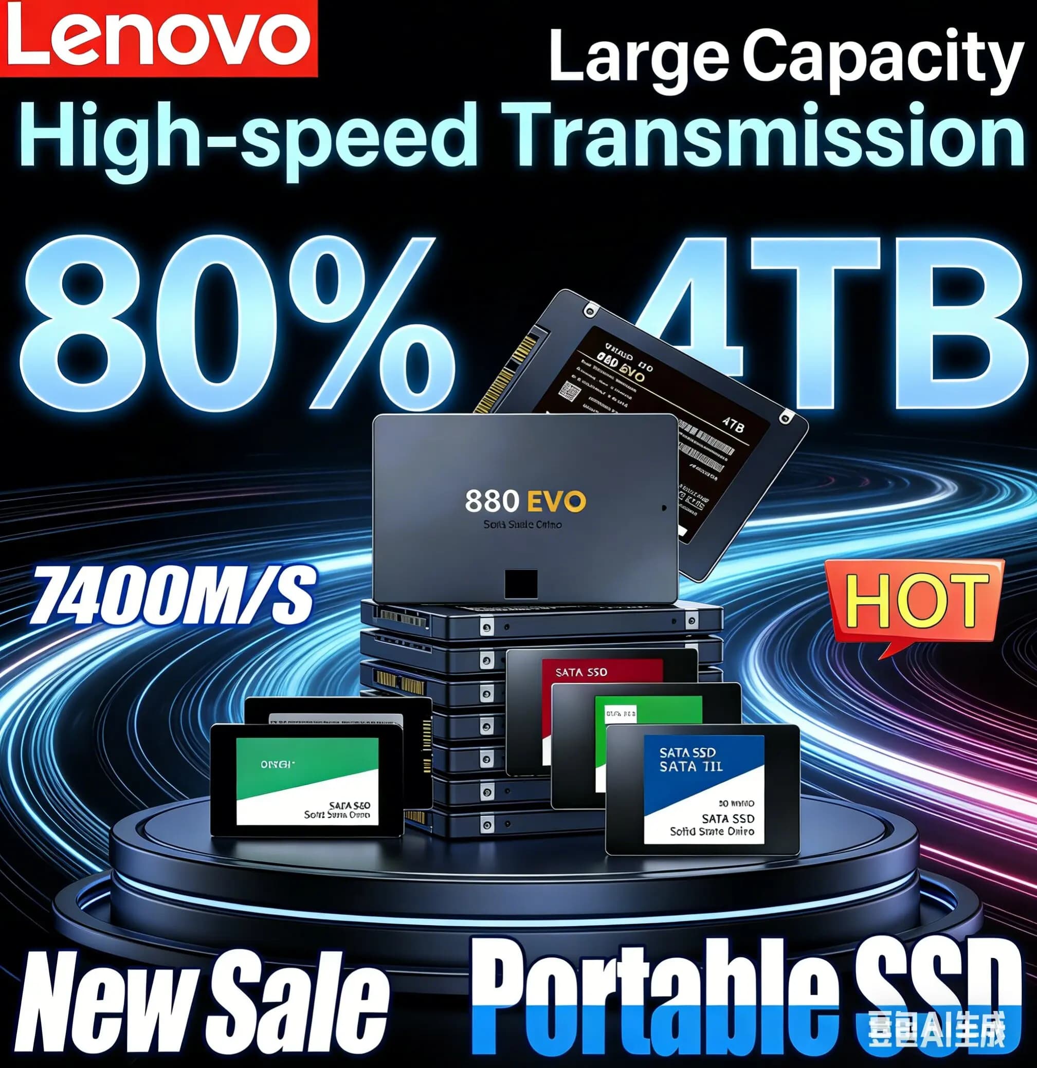 Disco a Stato Solido Lenovo SSD 880 EVO 500G 2TB 4TB, Disco Rigido Interno SATA3 da 2,5 Pollici per Laptop, Microcomputer e Desktop