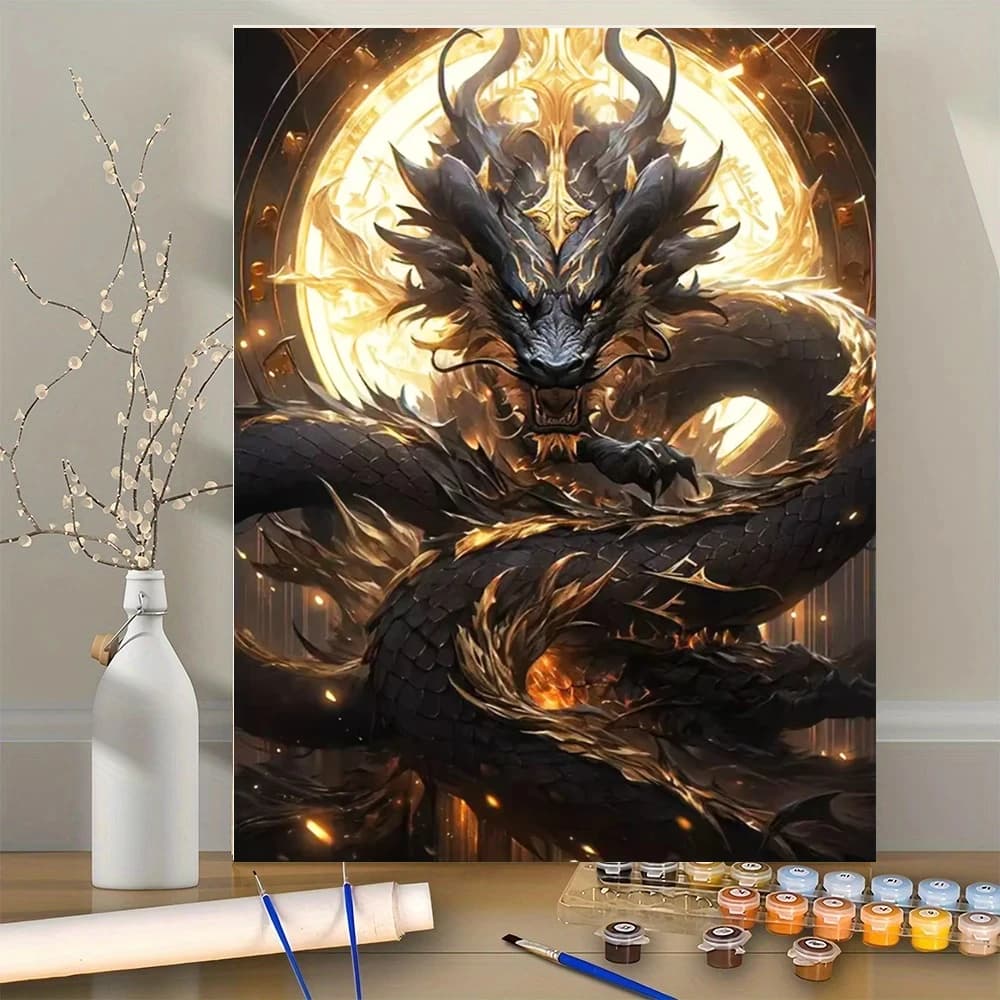 Acrylic Paint By Numbers Dragon Animal Oil Painting Package Art Picture For Bedroom Wall Adults Hand Painted Unique Gift