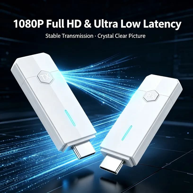 Wireless AV Transmitter and Receiver 50M Portable Video Extender Adapter for TV Monitor Projector Laptop Desktop Screen