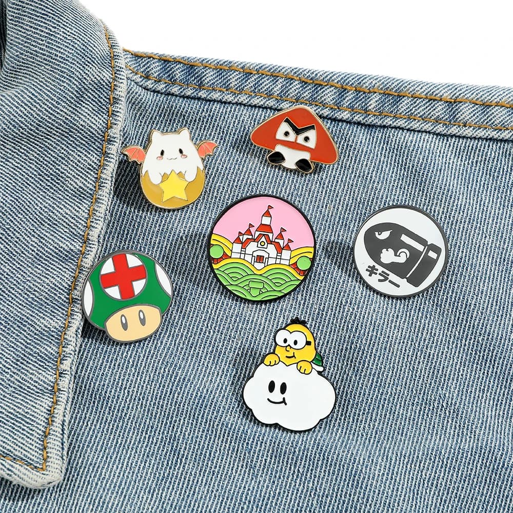 6 Pieces Disposable Shoe Clips Series Super Mario for Backpacks, Jeans, Hats and Decoration Clothing