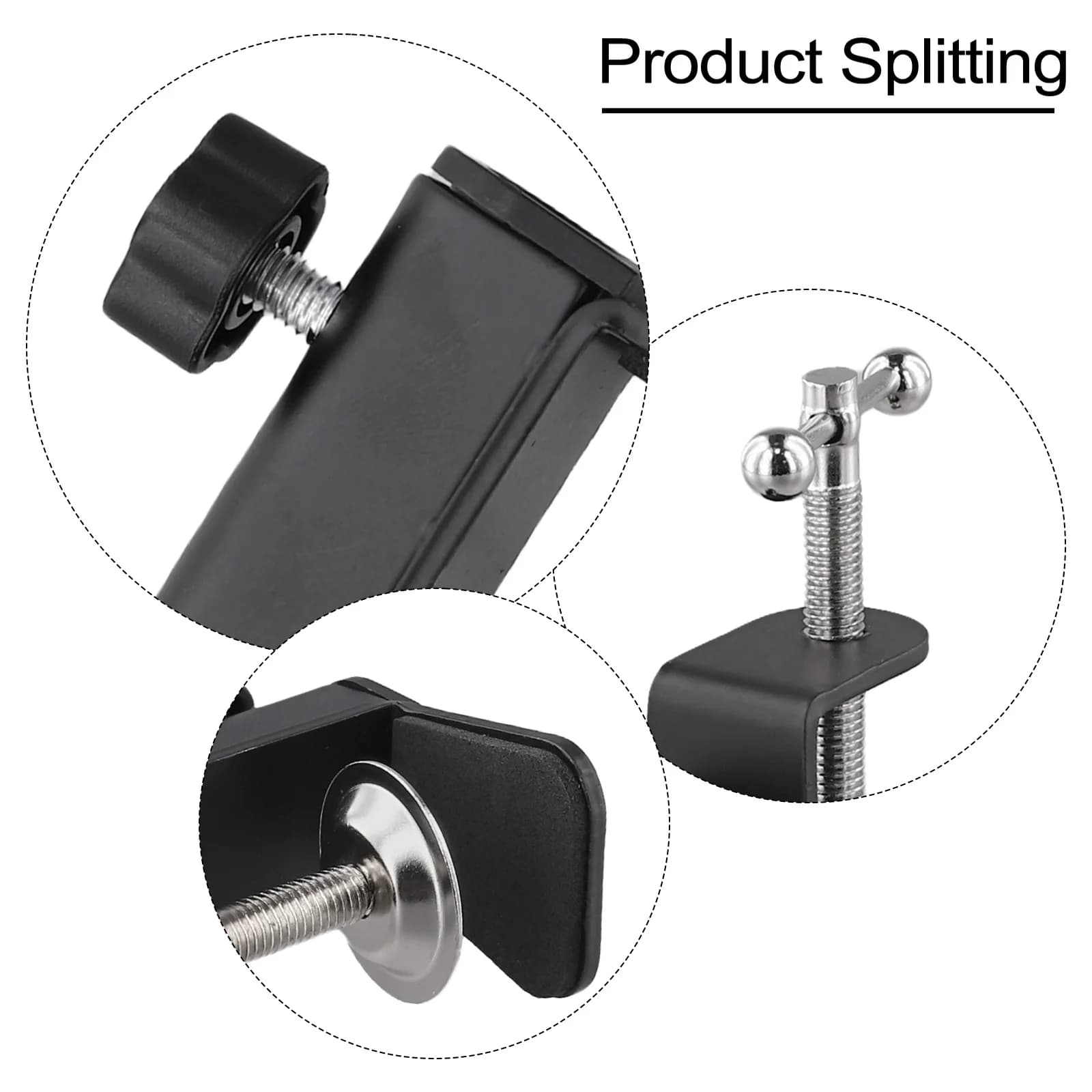 Metal C Clamp Bracket for Mic Stand and Desk Lamp with Adjustable Handle and Stable Attachment for Desktop Use