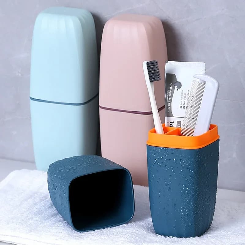 Custodia da viaggio portatile per spazzolino e dentifricio, scatola per tazze, campeggio esterno, spazzola da barba, supporto per organizer, accessori per il bagno