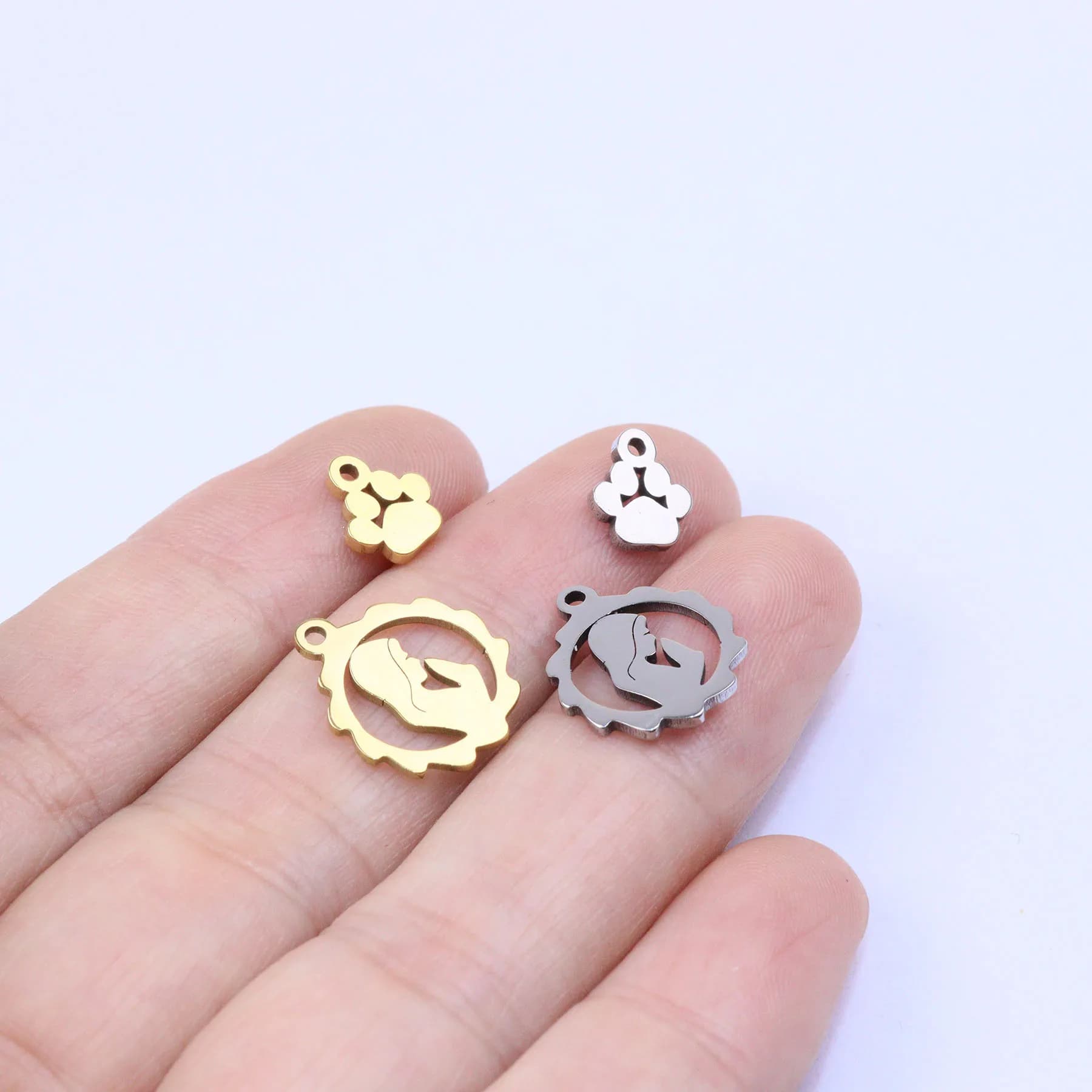 10pcs Wholesale Stainless Steel MOM Charm Pendant DIY Women's Necklace Earrings Bracelets Unfading Colorless 2 Colors