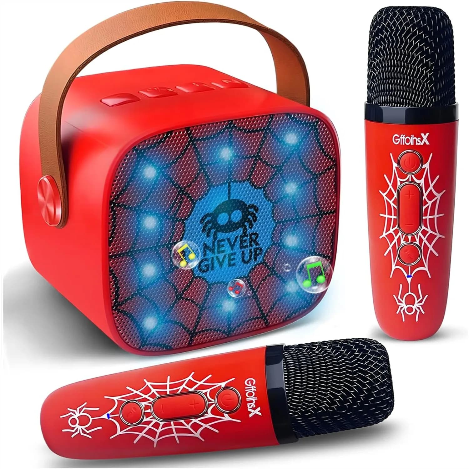 Macchina Karaoke Bluetooth Portatile per Bambini con Microfoni Wireless, Altoparlante LED per Giocattoli da Canto e Regali per Feste dai 3 ai 12 Anni