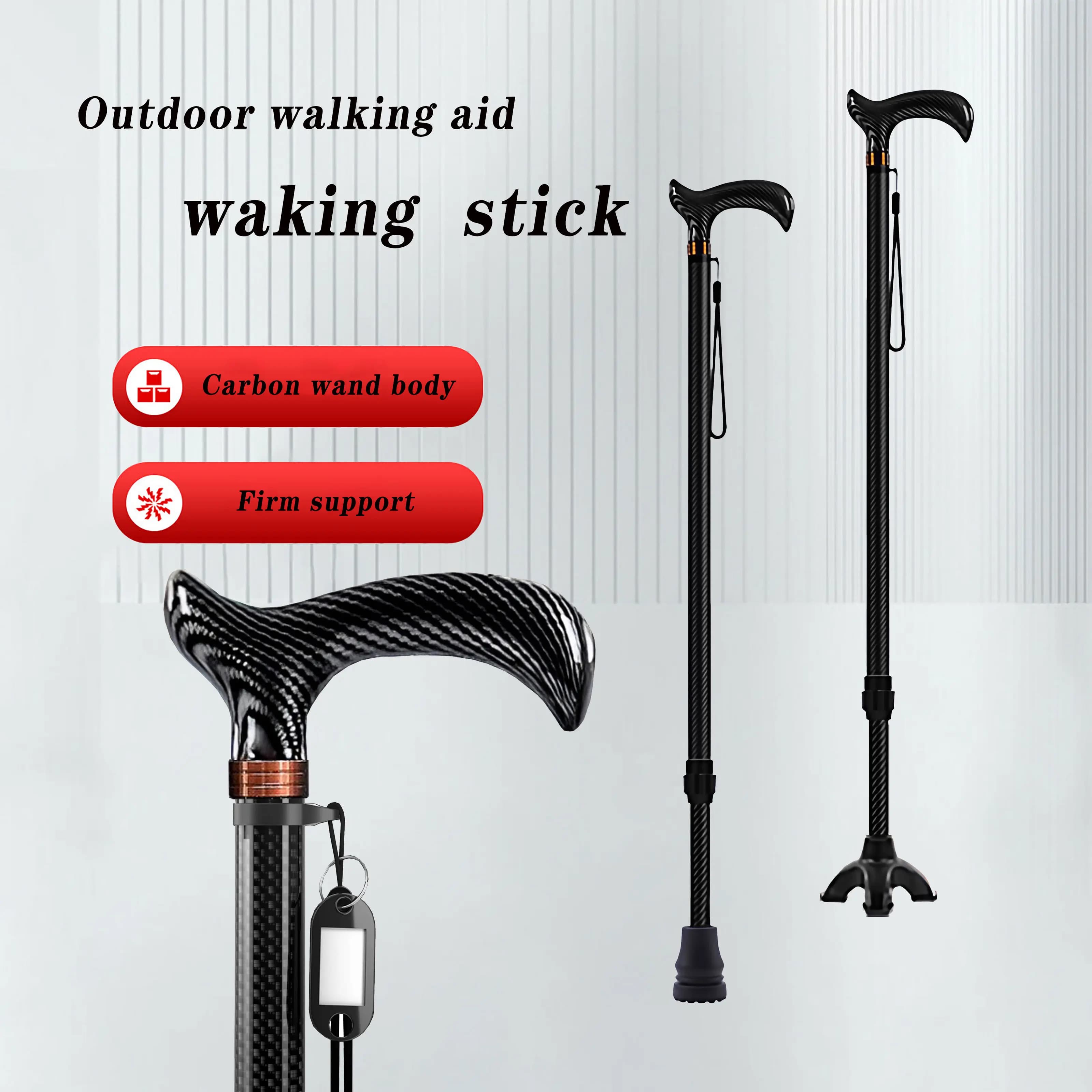Carbon Fiber Trekking Sticks for Hiking and Walking, Anti-slip Sticks for Seniors with Cylindrical Support Grip