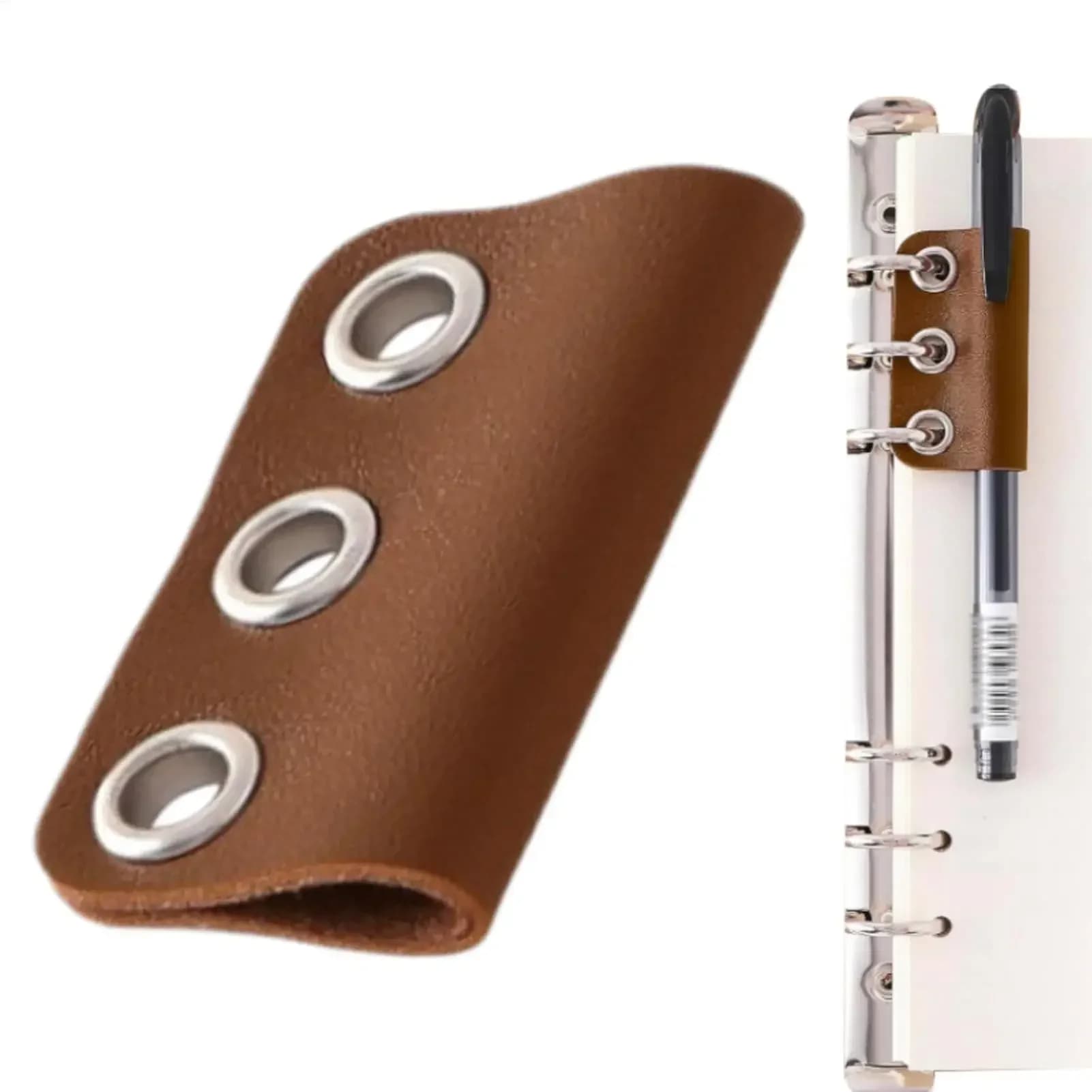 Pen Holder Clip For Journal PU Leather Loose-leafs Notebook Pen Clip Pencil Loop Holder For Home School Pen Fixed Clamp