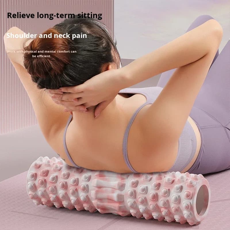 Innovativo Rullo in Schiuma Ecologico per Rilassamento Muscolare, Colonna per Yoga, Allenamento Polpacci, Bastone Massaggiante in PVC+EVA 45x14cm, Durezza Media
