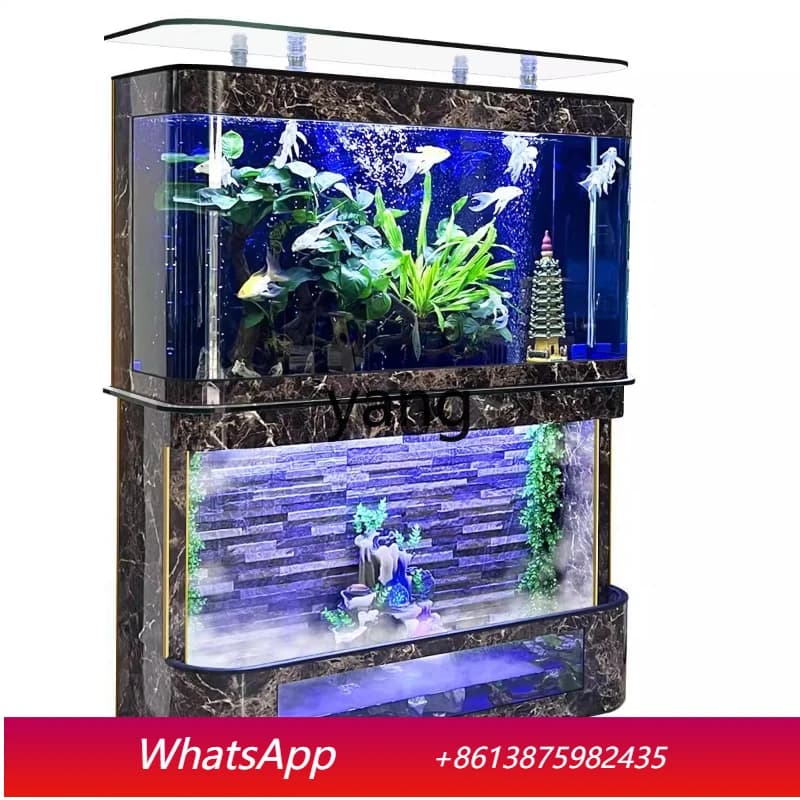 LMM water curtain wall fish tank household living room small glass vertical ecological aquarium