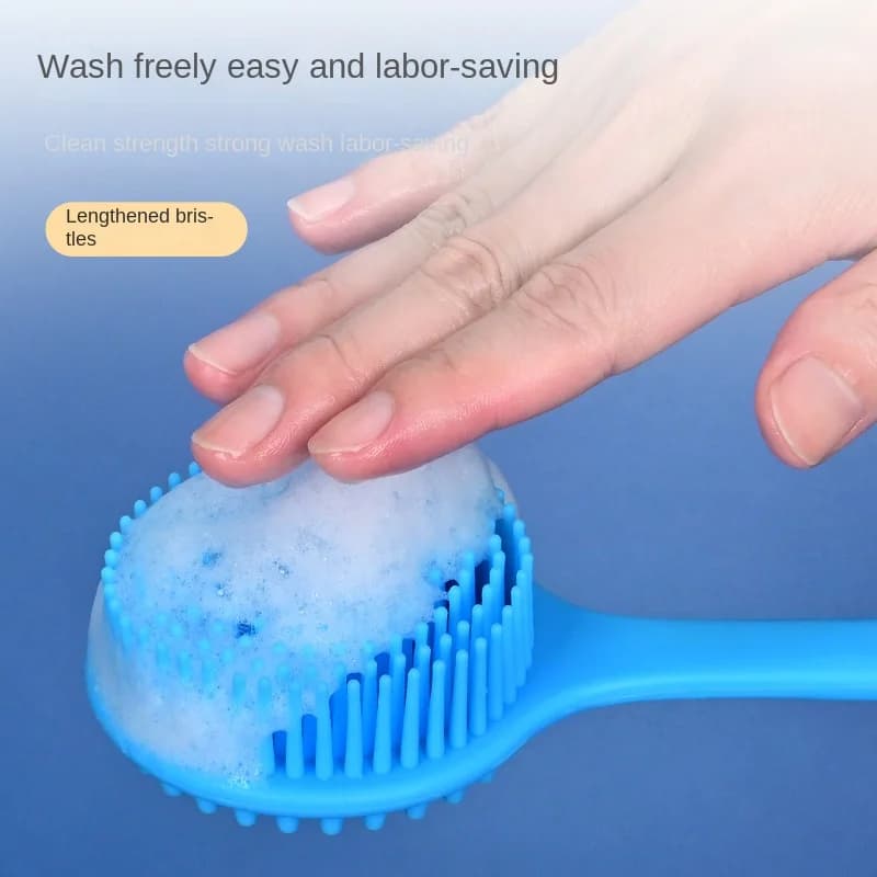 Spazzola da bagno in Silicone addensato con manico lungo a doppia faccia bagno wc massaggio alla schiena spazzola da bagno morbida