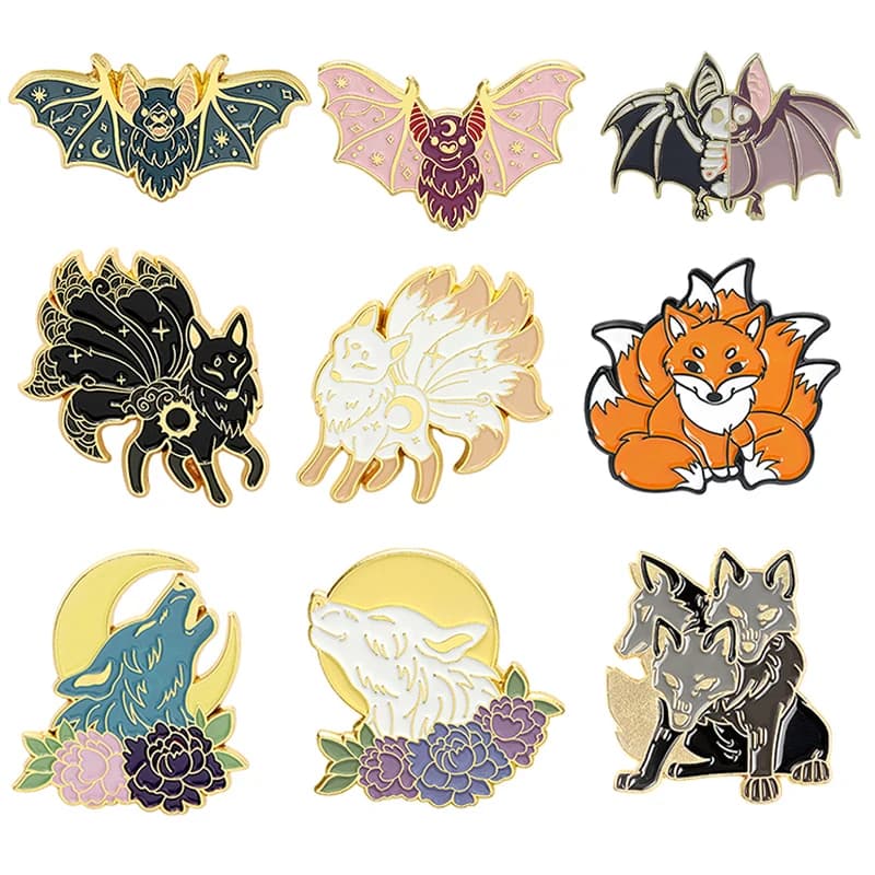 Spilla pipistrello spilla lupo spilla volpe spilla animale pipistrello lupo serpente volpe accessori abbigliamento zaino spilla spille