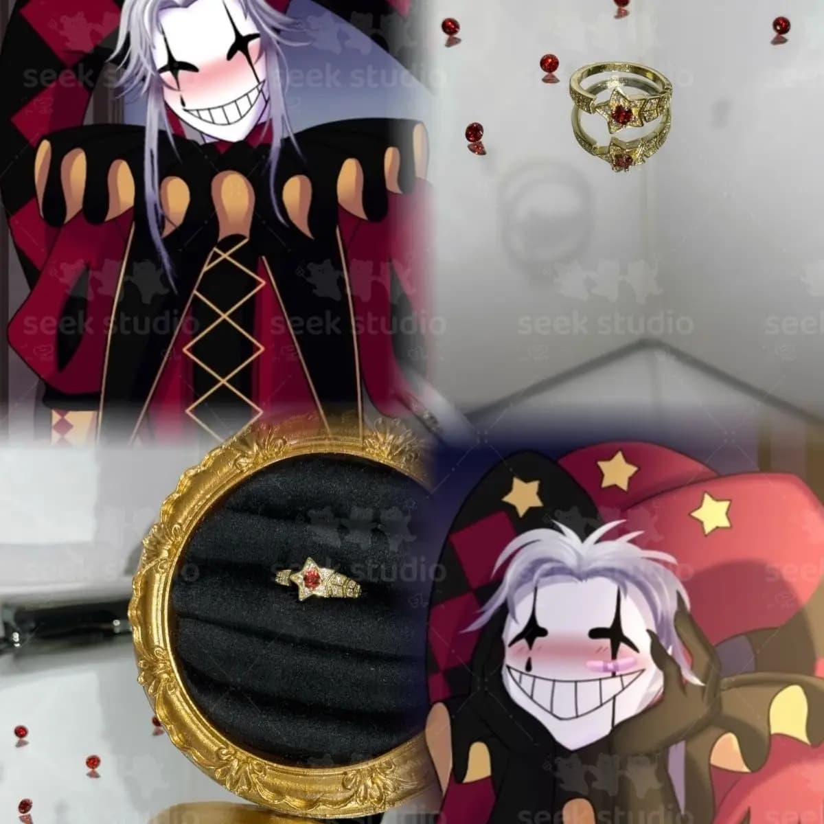 Anello Anime The Freak Circus Pierrot, Anello Unisex Regolabile, Accessori per Cosplay, Gioielli per Feste, Regali