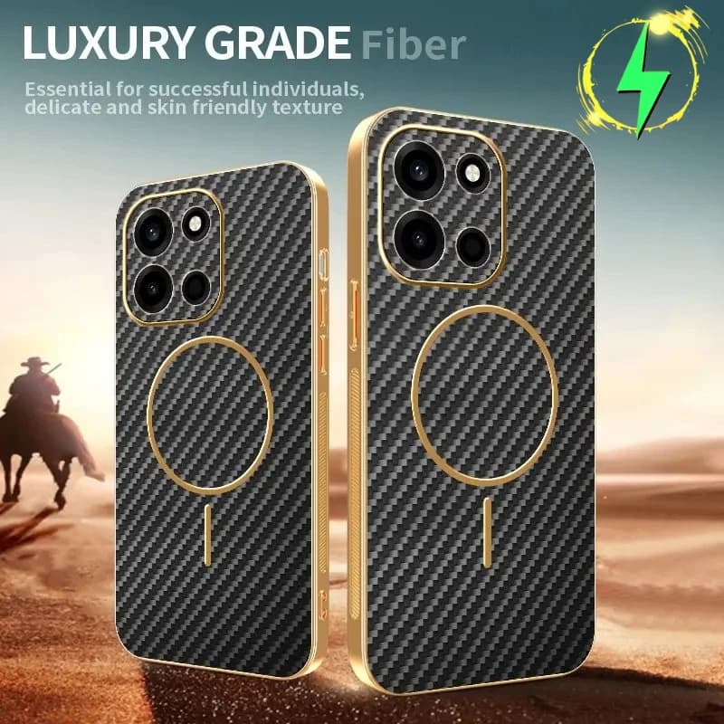 Custodia Magnetica N52 in Fibra di Carbonio Kevlar per OnePlus Nord6 Nord5 Nord4 Nord3 Ce5 Ce4 Compatibile con Ricarica MagSafe - Protezione Avanzata