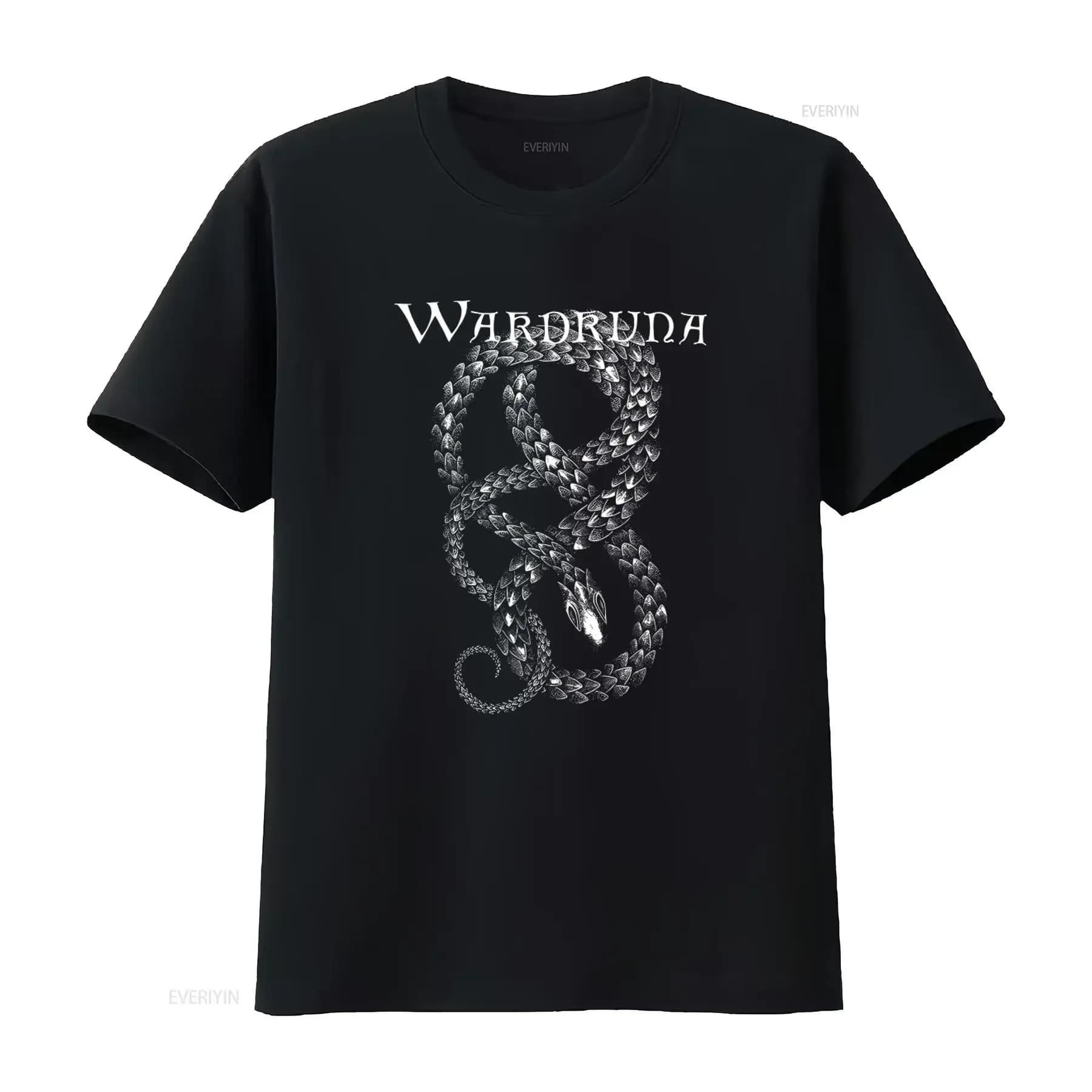 Wardruna Black T Shirt with Intricate Serpent Design Perfect for Mythology Lovers and Fashion Enthusiasts vintage Washed homme