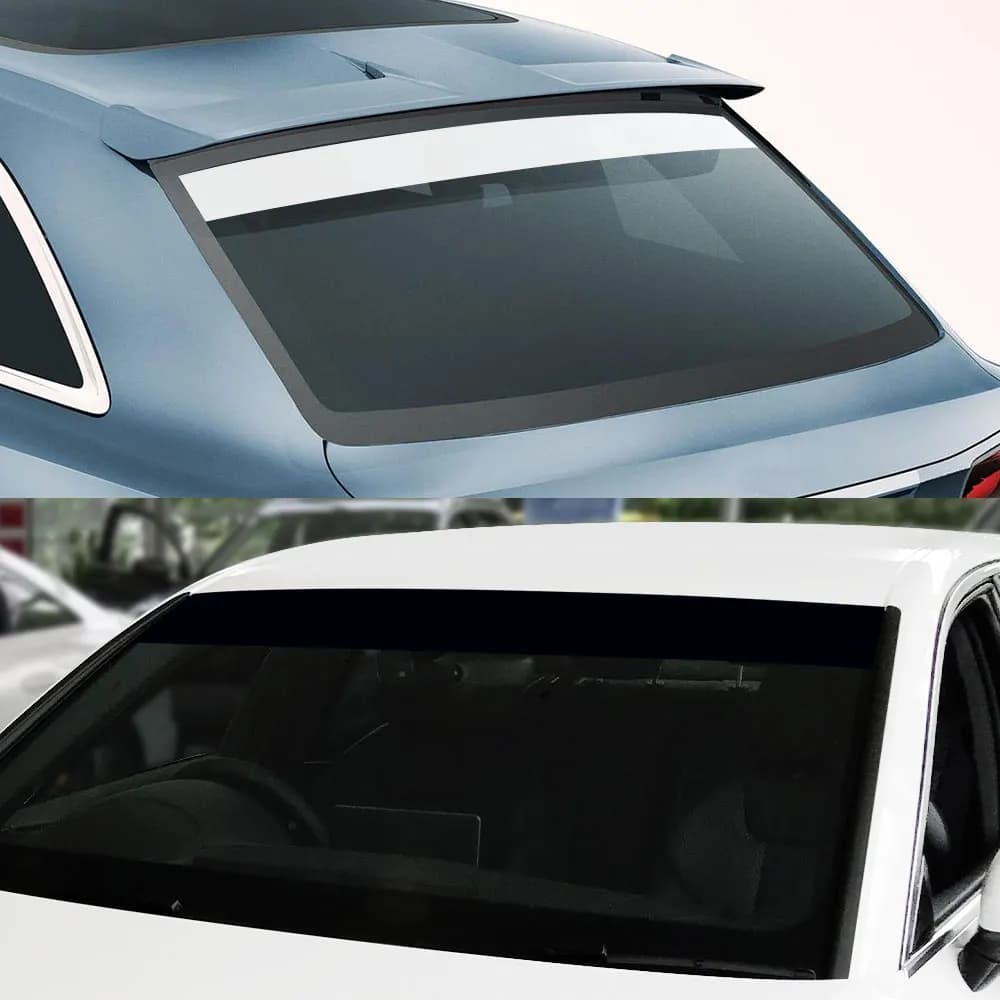 Parabrezza anteriore per auto Vinile impermeabile Banner Stripe Decalcomanie 135x20CM Anti UV Controllo del calore Auto Finestra Visiera Adesivi Nero/Bianco