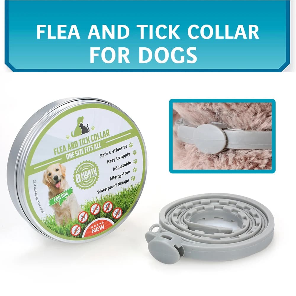 Dogs Flea and Tick Collar Treatment Prevention Natural Essential Oil Adjustable Waterproof 8 Months Protection