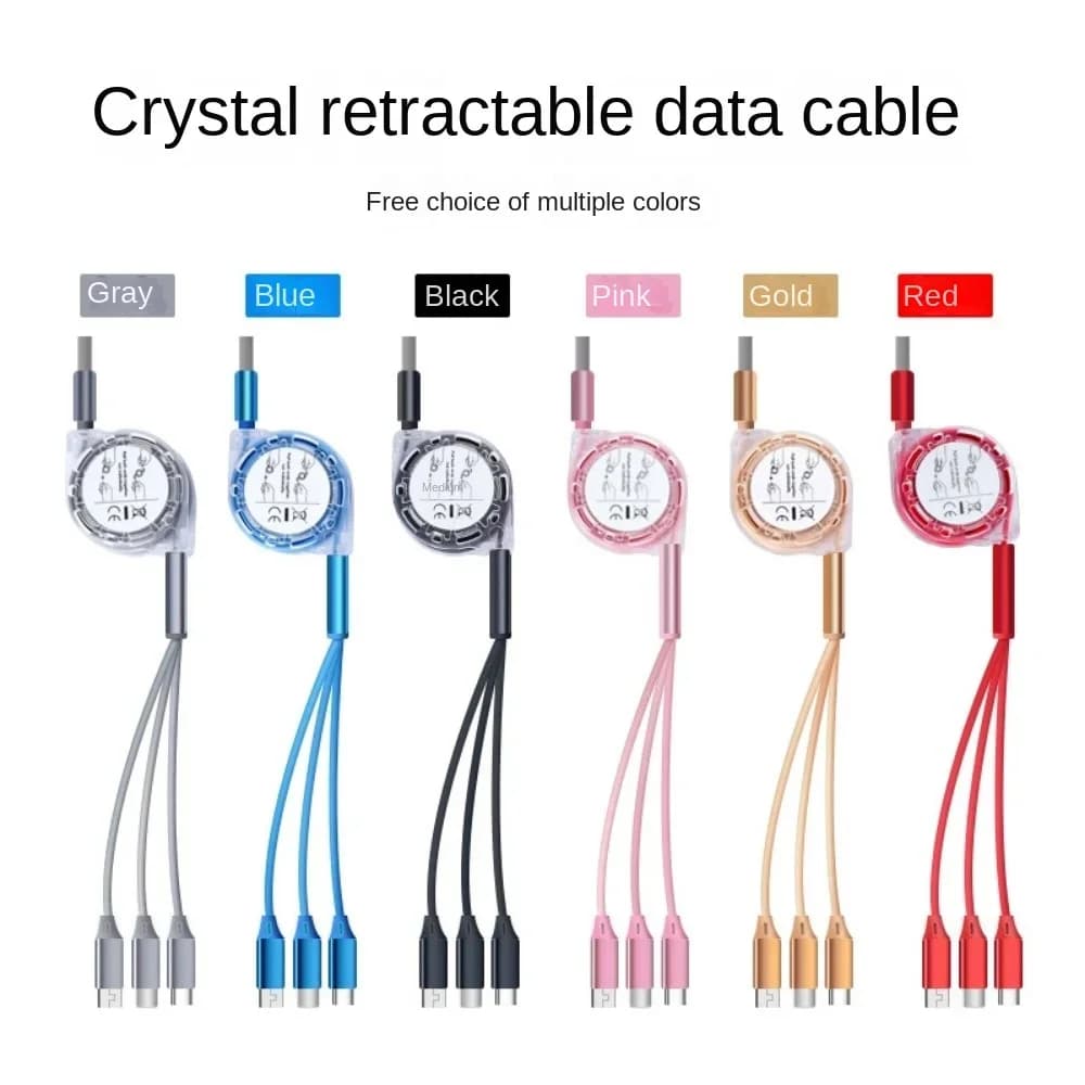 Quick charging cable for Android phone type C Xiaomi Huawei Samsung USB cable 3 in 1 retractable data for iPhone chargers