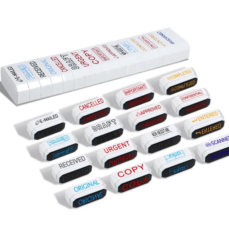 16 piece office automatic sealing set, information fax scanning rubber stamp complete set of office supplies (mixed colors)