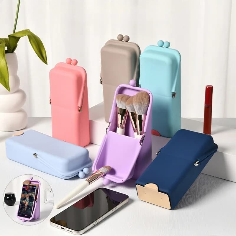 1 pcs Silicone Laptop Bag for Tricks, Waterproof Beauty Brush Organizer for Live Streaming, Travel Container for Toiletries