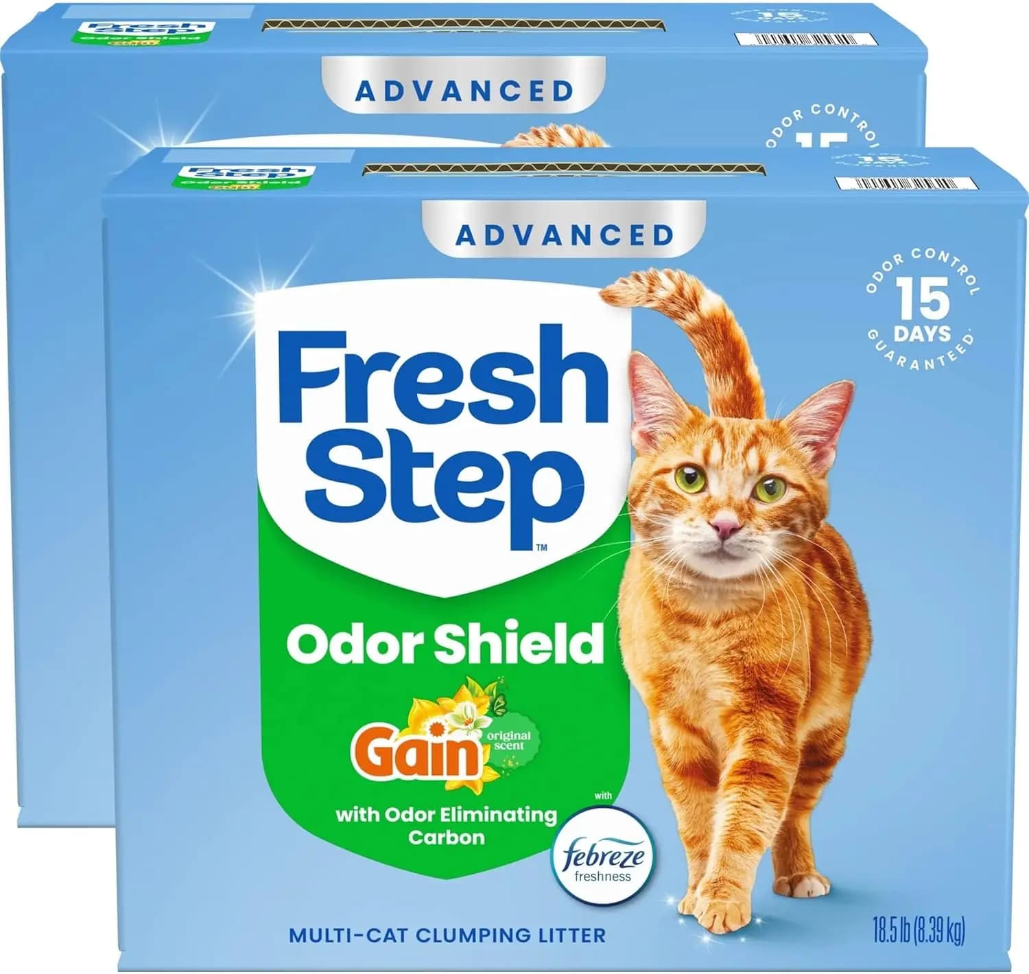 Lettiera Agglomerante Avanzata per Gatti Multipli con Protezione Anti-Odore e Profumo Fresco, 8,4 kg Ciascuno, Confezione da 2