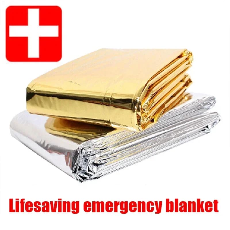 Coperta di emergenza Sopravvivenza all'aperto Kit di salvataggio di primo soccorso Coperta termica antivento impermeabile per escursioni in campeggio