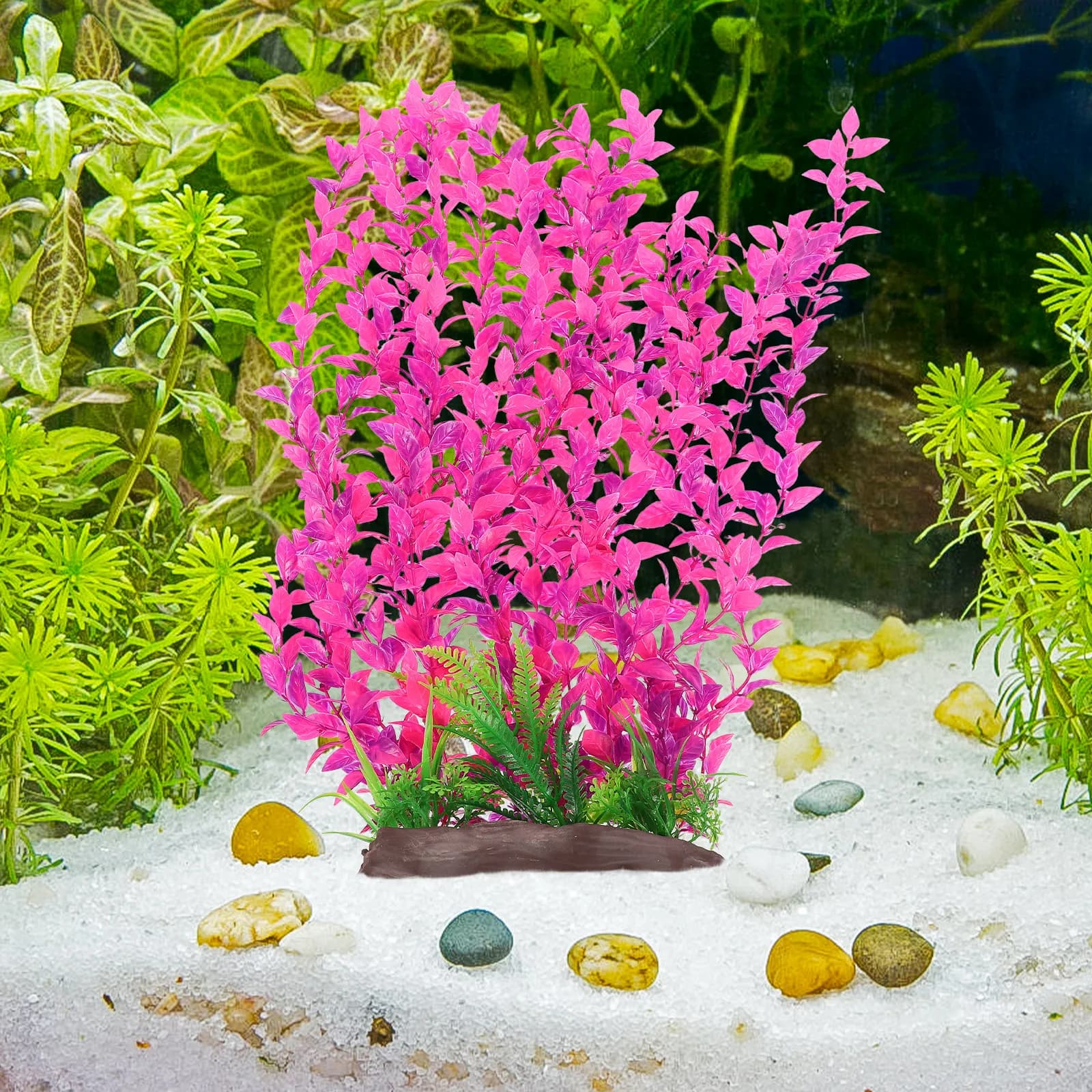 Decorazione per Acquario in Plastica, Pianta Artificiale Simulata, Ornamento Paesaggistico per Piccoli Acquari Betta, Piante Acquatiche